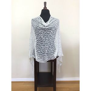 Poncho Wrap Shawl  Knit Lace White 1 Size NEW